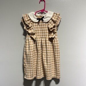 Janie and Jack Tan and White Ruffled Tiered Dress